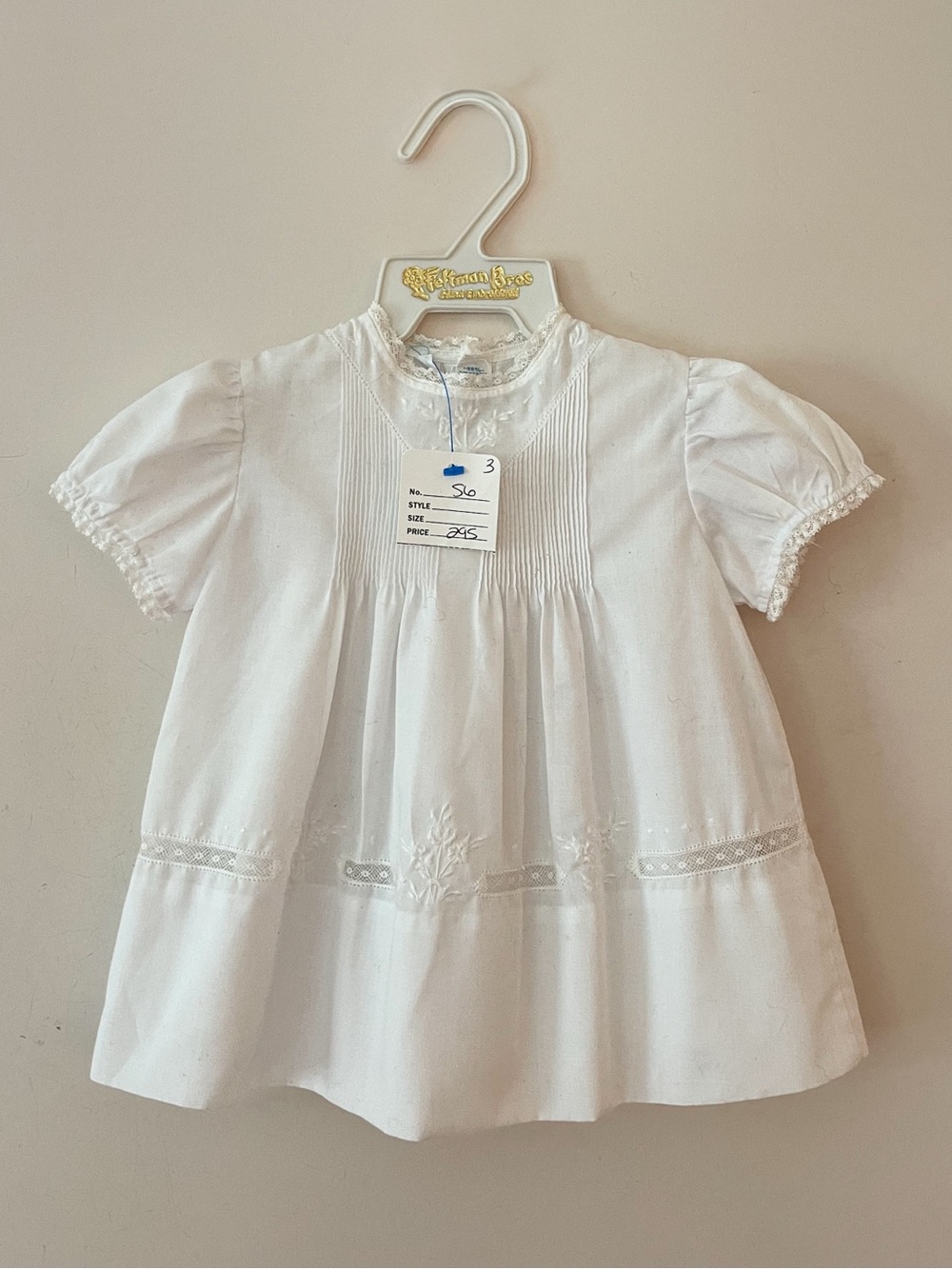VINTAGE FELTMAN BROTHERS NWT Hand Embroidered Lace Pintuck Heirloom Dress & Slip